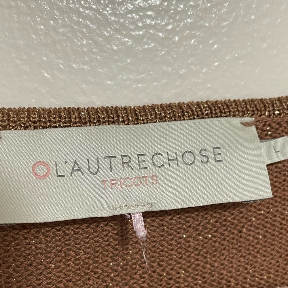 L'autre Chose Copper-Toned Metallic Short Sleeve Stretch Top - Picture 3 of 7